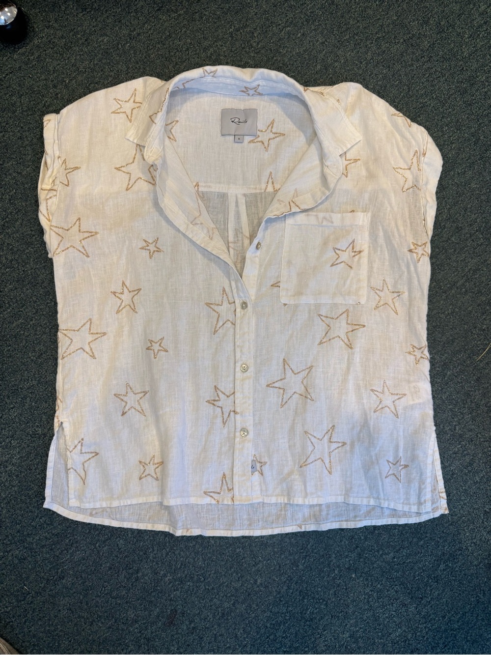 Rails White Shirt with Gold Star Embroidery